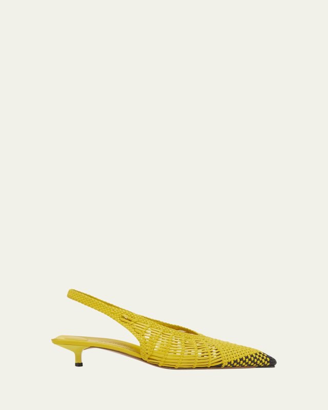 Les Cubisto Woven Leather Slingback Pumps